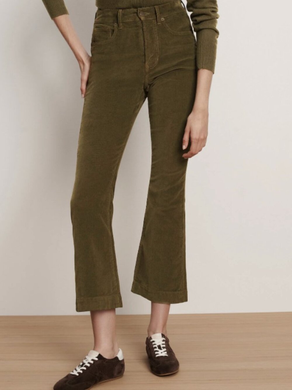 Veronica Beard Carson High-Rise Ankle Flare Pants in Brown